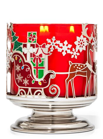 Santa's Sleigh Pedestal 3-Wick Candle Holder 3-Wick Candle Holder