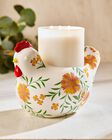 Floral Chicken Pedestal 3-Wick Candle Holder image number null