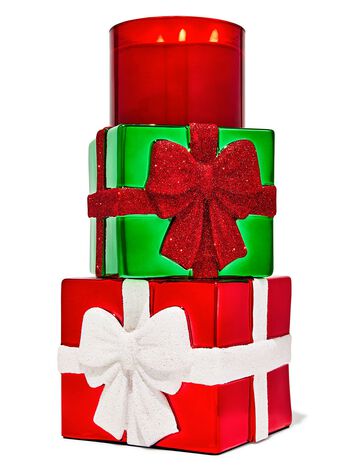 Stacked Presents Pedestal 3-Wick Candle Holder 3-Wick Candle Holder