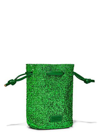 Green Tinsel Cinch Reusable Mini Gift Bag