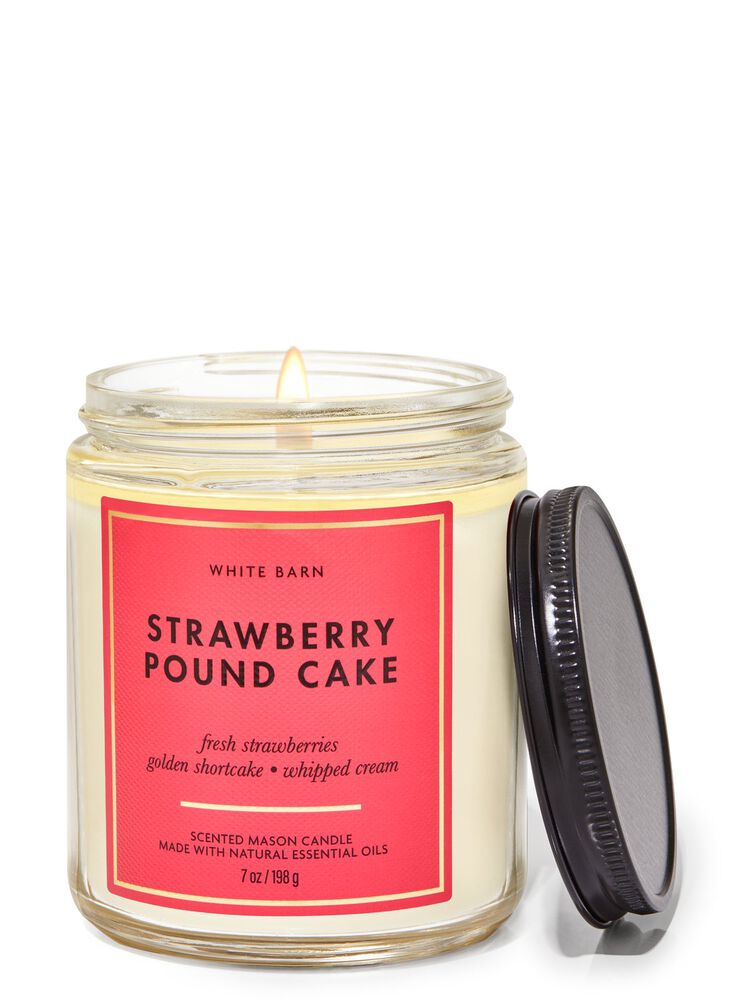 Strawberry Pound Cake Mason Single Wick Candle Single Wick Candle