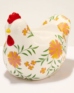 Floral Chicken Pedestal 3-Wick Candle Holder image number null