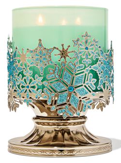 Stained Glass Snowflakes 3-Wick Candle Holder Stained Glass Snowflakes 3-Wick Candle Holder