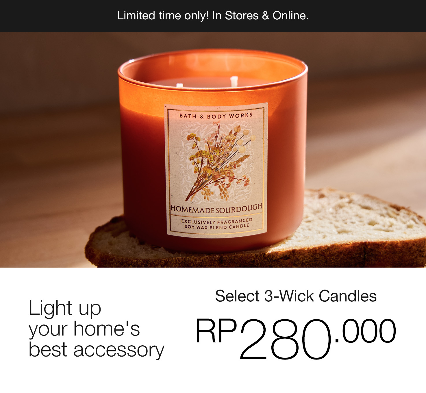 3-Wick Candles, 1 For Rp 280.000