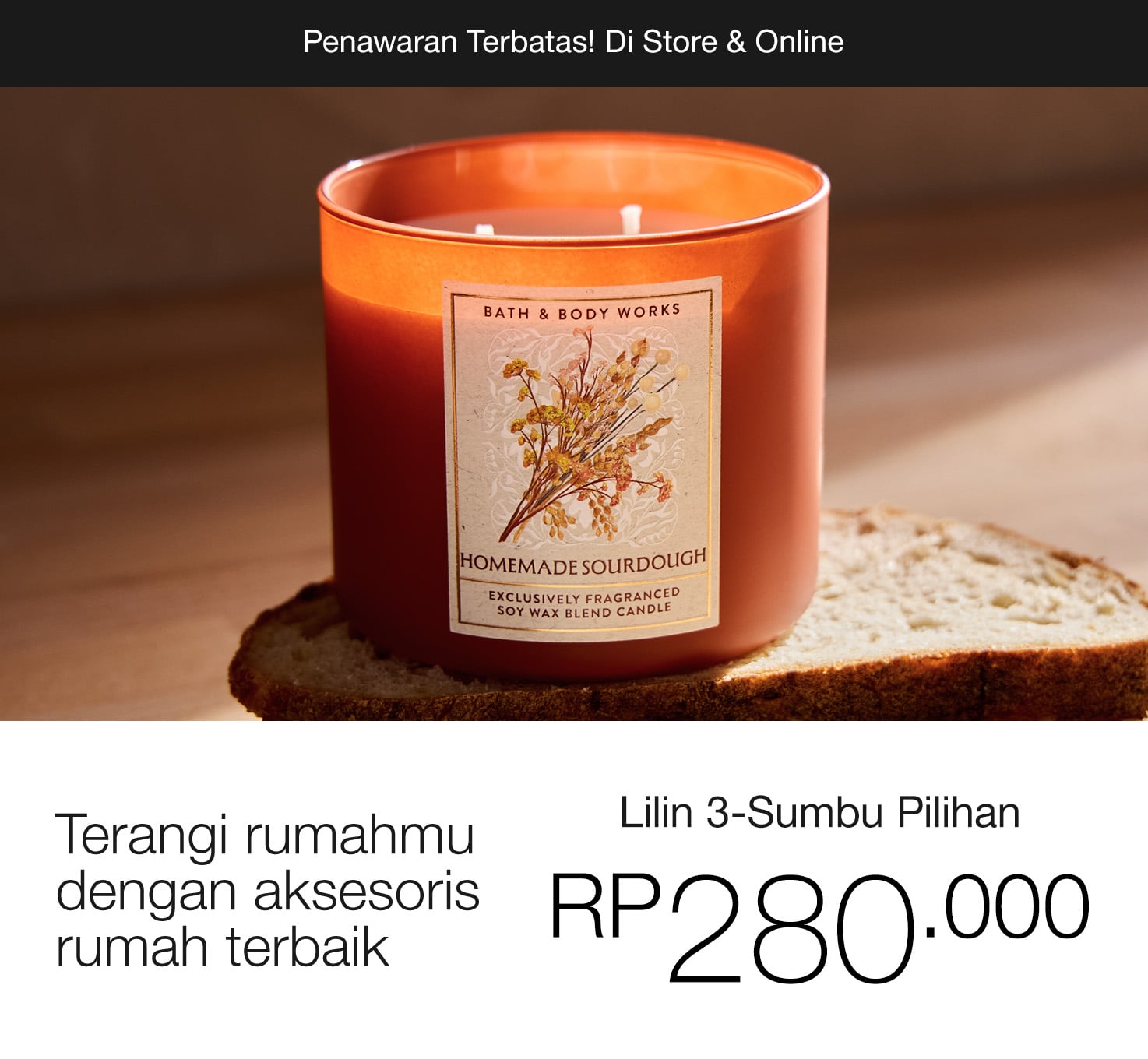 3-Wick Candles, 1 For Rp 280.000